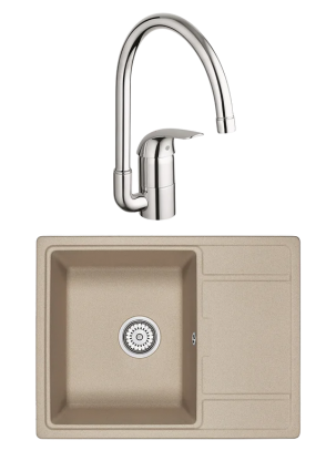 Комплект Мойка Granula 6503, песок + Смеситель Grohe Euroeco 32752000