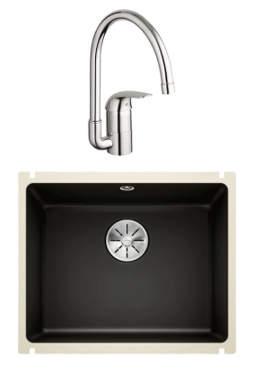 Комплект Мойка Blanco Subline 500-U черная + Смеситель Grohe Euroeco 32752000