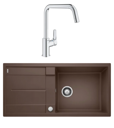 Комплект Мойка Blanco Metra XL 6S 515287 кофе + Смеситель Grohe Eurosmart 30567000