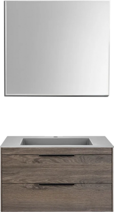 Мебель для ванной комнаты Vincea Chiara 2D 80, 2 ящика, темный дуб, с серой раковиной