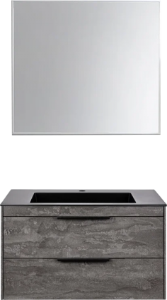 Мебель для ванной комнаты Vincea Chiara 2D 80, 2 ящика, камень, с серой раковиной