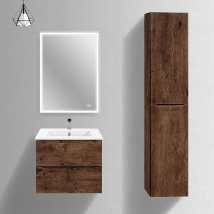 Мебель для ванной комнаты Vincea Mia Slim 60, 2 ящика, темное дерево
