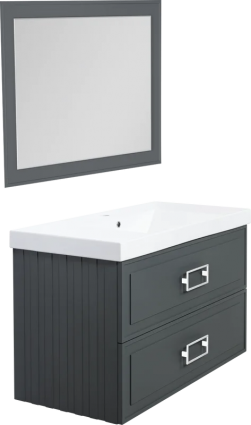 Мебель для ванной комнаты La Fenice Cubo Twin 100, серая, ручки белые