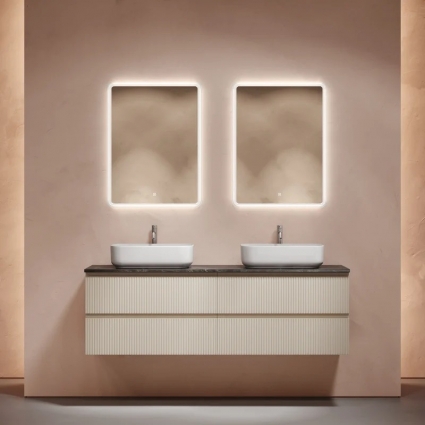 Мебель для ванной комнаты Sancos Snob T 160, beige soft, столешница черный мрамор TT160A1X, раковина CN5043