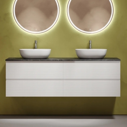 Тумба с раковиной Sancos Folk 160, bianco, столешница черный мрамор TT160A1X, раковина CN6009