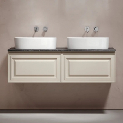 Тумба с раковиной Sancos Very 140, beige soft, столешница черный мрамор TT140A1, раковина CN6075