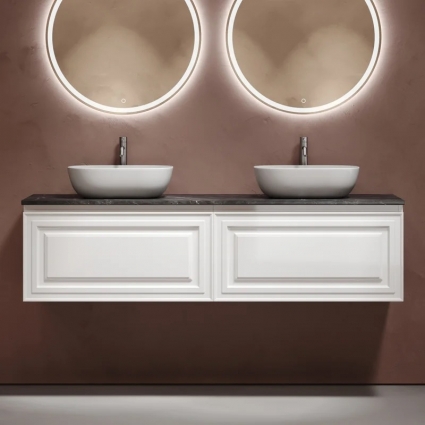 Тумба с раковиной Sancos Very 160, bianco, столешница черный мрамор TT160A1X, раковина CN6009