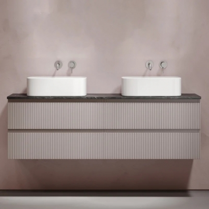Тумба с раковиной Sancos Snob T 160, doha soft, столешница черный мрамор TT160A1, раковина CN6052