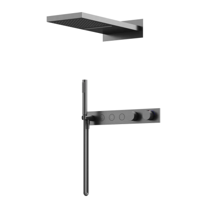 Душевой комплект Sancos Linn SC9023GG С ВНУТРЕННЕЙ ЧАСТЬЮ, вороненая сталь