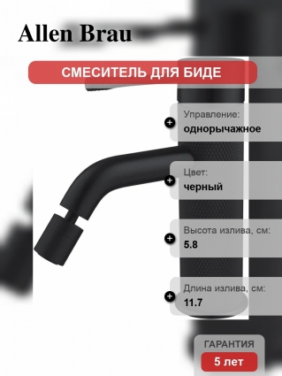 Смеситель для биде Allen Brau Priority 5.31С04-31 матовый черный
