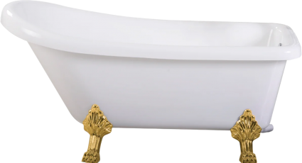 Акриловая ванна Cerutti Spa Vito 150G 155x75 см, отдельностоящая, белая, овальная, на ножках, со сливом-переливом, фурнитура золото