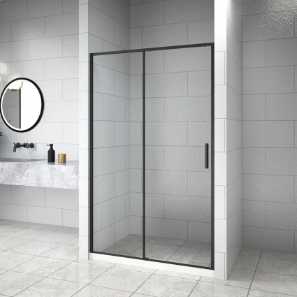 Душевая дверь в нишу Aquanet Pleasure Evo AE65-N160-BT профиль матовый черный, стекло прозрачное