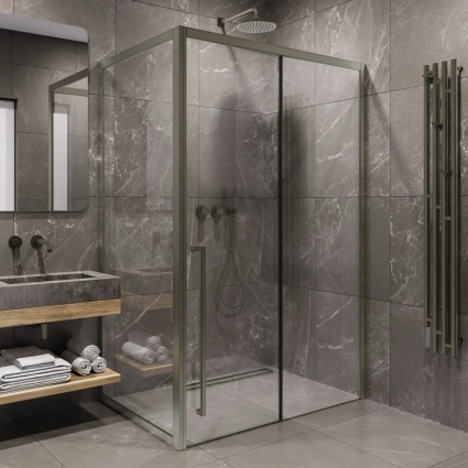Душевой уголок Timo TDSS-120/13C-8L + TSS-1000/13C-8 120x100 см, профиль никель, стекло прозрачное
