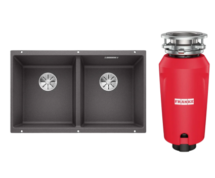 Комплект Мойка Blanco Subline 350/350-U темная скала + Измельчитель Franke 134.0715.095