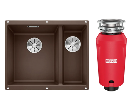 Комплект Мойка Blanco Subline 340/160-U кофе, левая + Измельчитель Franke 134.0715.095