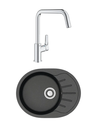Комплект Мойка Azario Light 00079920 черная + Смеситель Grohe Eurosmart 30567000