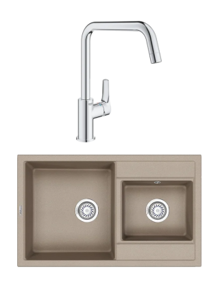 Комплект Мойка Granula 8201, песок + Смеситель Grohe Eurosmart 30567000