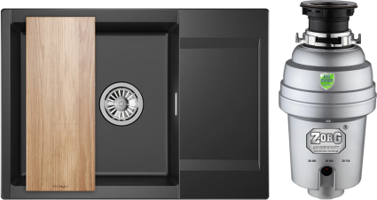 Комплект Мойка Granula Estetica 7003, шварц + Измельчитель Zorg Inox D ZR-75 D