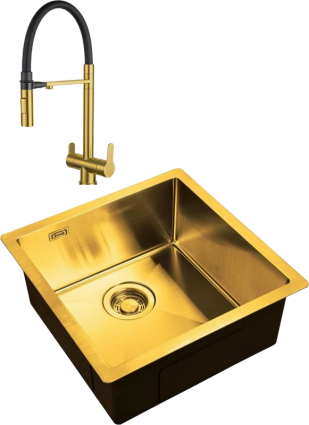 Комплект Мойка Zorg Light ZL R 480440 BRONZE + Смеситель Sanitary SZR-3030 BRONZE бронза