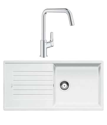 Комплект Мойка Blanco Zia XL 6S 517571 белая + Смеситель Grohe Eurosmart 30567000