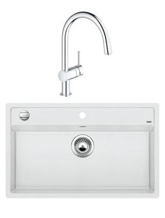 Комплект Мойка Blanco Dalago 8 белая + Смеситель Grohe Minta 3291800E хром
