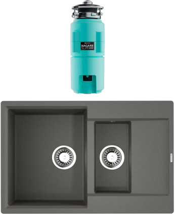 Комплект Мойка Omoikiri Daisen 78-2T-PL платина + Измельчитель Nagare slim 1250-AZ azur blue