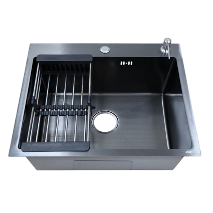 Комплект Azario Nicole AZB5050H нержавеющая сталь черная, соты, с дозатором и коландером