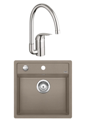 Комплект Мойка Blanco Dalago 5 серый беж + Смеситель Grohe Euroeco 32752000