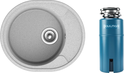 Комплект Мойка Reflection Allonge RF0658GR серая + Измельчитель Paulmark Intenso I-PRO 1000