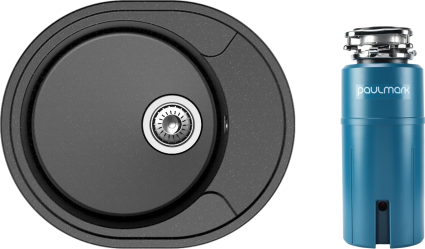 Комплект Мойка Reflection Allonge RF0658BL черная + Измельчитель Paulmark Intenso I-800