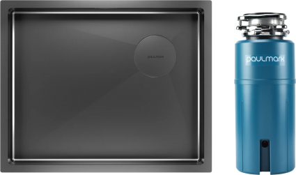Комплект Мойка Paulmark Next-Skew PM885444-GM вороненая сталь + Измельчитель Intenso I-800