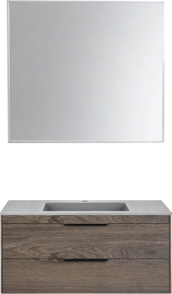 Мебель для ванной комнаты Vincea Chiara 2D 100, 2 ящика, темный дуб, с серой раковиной