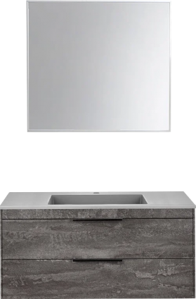 Мебель для ванной комнаты Vincea Chiara 2D 100, 2 ящика, камень, с серой раковиной