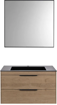 Мебель для ванной комнаты Vincea Chiara 2D 80, 2 ящика, натуральный дуб, с серой раковиной