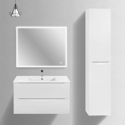 Мебель для ванной комнаты Vincea Mia Slim 90, 2 ящика, белая глянцевая