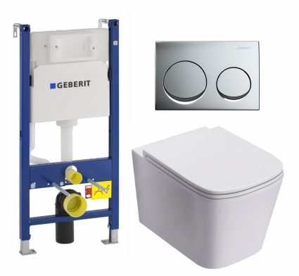 Комплект 3 в 1 инсталляция Geberit Duofix + Унитаз подвесной Lorne Lambro Tornado LN5007505 + кнопка хром