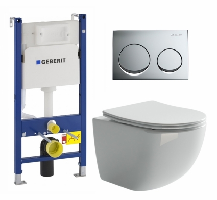 Комплект 3 в 1 инсталляция Geberit Duofix + Унитаз подвесной Ceramica Nova Forma CN3009 + кнопка хром