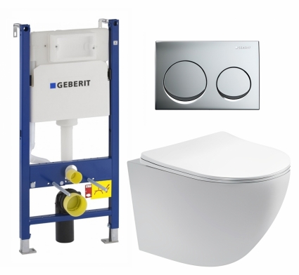Комплект 3 в 1 инсталляция Geberit Duofix + Унитаз подвесной Акватек Европа AQ1900-00 + кнопка хром