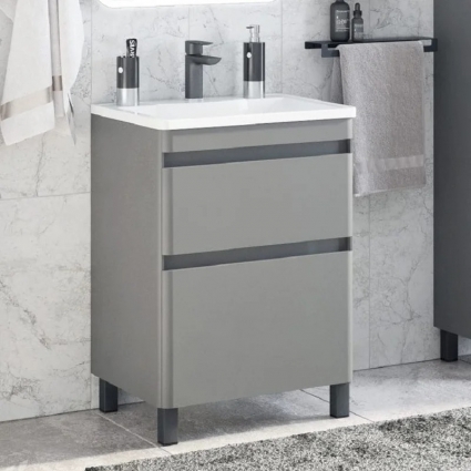 Тумба под раковину без столешницы Corozo Алабама 60 Z2 напольная, графит, soft-touch