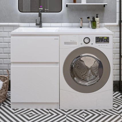 Тумба под раковину без столешницы Grossman Марсал 120 белая, под стиральную машину