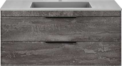 Тумба с раковиной Vincea Chiara 2D 100, 2 ящика, камень, с серой раковиной