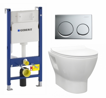 Комплект 3 в 1 инсталляция Geberit Duofix + Унитаз подвесной Enio Nativo EN1270551 + кнопка хром