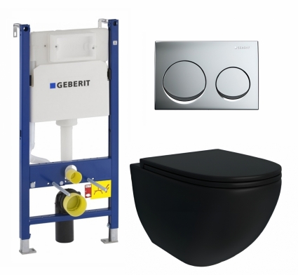 Комплект 3 в 1 инсталляция Geberit Duofix + Унитаз подвесной Enio Unico BL EN4105055 + кнопка хром