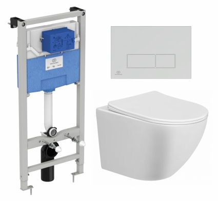 Комплект 3 в 1 инсталляция Ideal Standard + Унитаз подвесной Taliente Amato AM25010  + кнопка хром