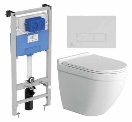 Комплект 3 в 1 инсталляция Ideal Standard + Унитаз подвесной Owl 1975 Cirkel-H + кнопка хром