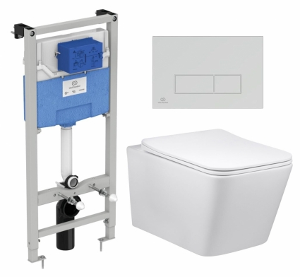 Комплект 3 в 1 инсталляция Ideal Standard + Унитаз Vincea Q-Line VT1-12 + кнопка хром
