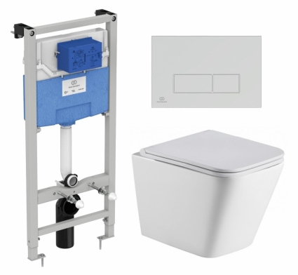 Комплект 3 в 1 инсталляция Ideal Standard + Подвесной унитаз WeltWasser Gelbach 043 GL-WT + кнопка хром