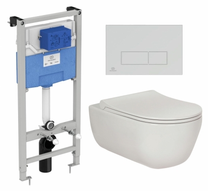 Комплект 3 в 1 инсталляция Ideal Standard +  Унитаз подвесной Berges Wasserhaus Ego XL 082118 + кнопка хром