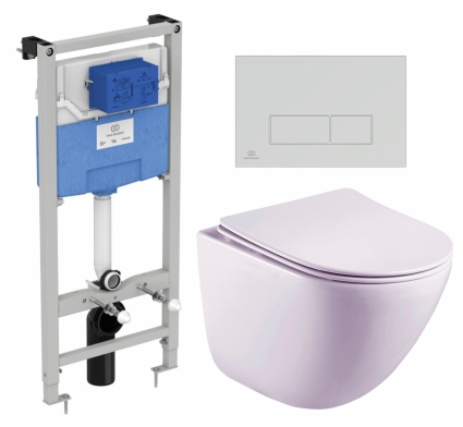 Комплект 3 в 1 инсталляция Ideal Standard + Унитаз подвесной Esbano Lotus ESUPLOTUW + кнопка хром