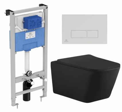 Комплект 3 в 1 инсталляция Ideal Standard + Унитаз подвесной Aquanet Tavr-W BW 287011 + кнопка хром